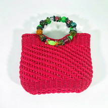 EUC Straworld Cappelli Beaded Handle Bag 10x8x3.5 inches - £20.98 GBP