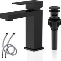 Kenes Matte Black Single Handle Bathroom Sink Faucet, Stainless Steel Va... - $72.98