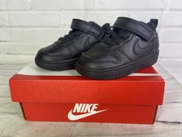 NEW Nike Court Borough Low 2 BLACK Baby Infant Shoes Sneakers Size 5C - £21.78 GBP