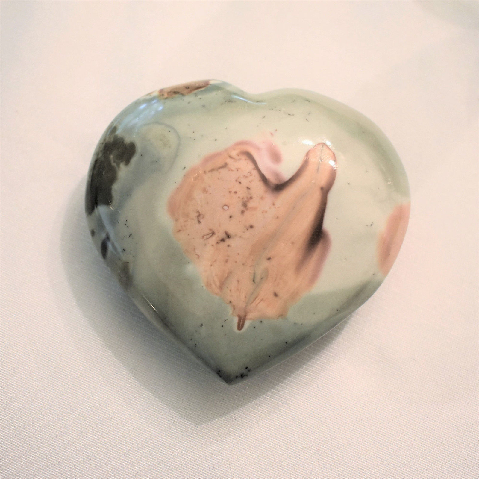 Polychrome Jasper Heart, Polished Stone 3.25 Inch Madagascar, 82mm - $25.79