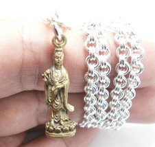 Guan Yin pendant 18 inch Silver Plated necklace Guanyin Quanim Quan Im Goddess o - £37.80 GBP