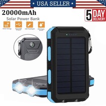 20000Mah Dual Usb Solar Power Bank Phone Charge Compass Outdoor Led Flashlight - £25.72 GBP