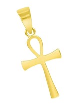 Solid 14k Yellow Gold Dainty Mini Classic Egyptian Ankh - £117.07 GBP