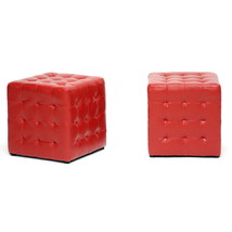 Henry Red Modern Cube Ottoman (Set of 2) - $2,609.17 MXN