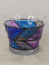 Stain Glass Multi Color Hand Made Bowl/Candle Holder multi purpose L3&quot;3/4xW4&quot;1/ - £11.79 GBP