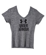 Womens Workout Shirt Small UNDER ARMOUR Gray Heather V-Neck Short Sleeve - $32.96 CAD