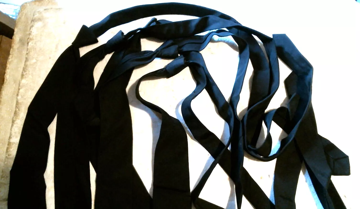 Five Vintage US Navy Thin Black Somewhat Fake Ties Neckties Unusual Cons... - $16.41 CAD