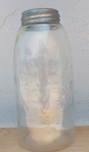 Antique Clear Glass Fruit Jar Half Gallon Masons Patent Nov 30th 1858 - Zinc Lid - £36.07 GBP