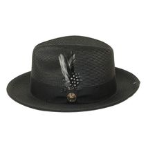 Men's Milani Straw Braided Fedora Hat Soft Crushable FDS-002 Solid Black image 1