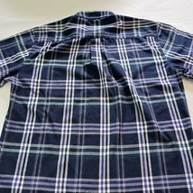 Saddlebrook Button-Down Collar Men's Blue & White Plaid Shirt Short Sleeve Sz M image 10