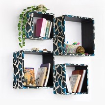 Trista - [Blue Giraffe] Square Leather Wall Shelf / Bookshelf / Floating... - £102.29 GBP