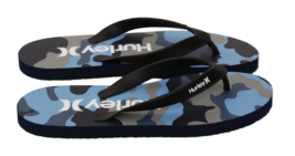 Hurley Men&#39;s 12 Blue Black Camouflage Flip Flop Thong Sandals Camo - £22.95 GBP