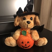 Trick or Treat Halloween Puppy Plush Toy with Pumpkin and Witches Hat and Cape - £5.43 GBP