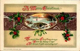 A Merry Christmas Winter Scene Art Deco Embossed John Winsch DB Postcard E12 - £9.35 GBP
