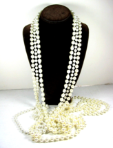 90&quot; Long Faux Pearl Beaded Necklace Vintage 70&quot; Length &amp; 40&quot; Beads Lot Of 3 - $21.77