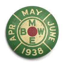 Vintage 1938 Union Pinback BMWE Pin Apr May June Maintenance of Way Workers - £18.60 GBP