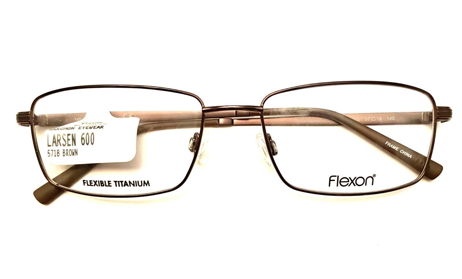 Flexon Eyeglasses Larsen 600  210 Brown 57-18-145 with Factory Demo Lenses - $49.50