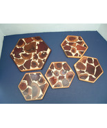 Vintage handmade South Africa indigenous bushveld woods 5 piece  trivet set - $57.38 CAD