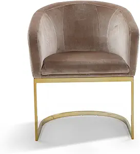 Siena Accent Club Chair Shell Design Velvet Upholstered Half-Moon Gold P... - $318.99