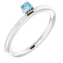 Authenticity Guarantee 
14k White Gold Aquamarine Asymmetrical Stackable Ring - £496.00 GBP