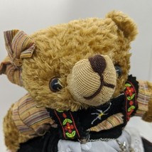 Vintage 12&quot; Bavarian Tradition Made In Germany Bear Apron Necklace Plush - $38.49