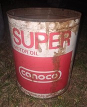 1 Gallon CONOCO SUPER MOTOR OIL METAL CAN NO TOP CONTINENTAL OIL Houston... - $37.39
