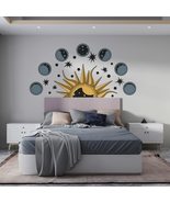 Half Rising Sun and Moon Boho Wall Art Decal - Boho Sunset Wall Decal fo... - £77.58 GBP