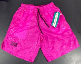 Union Jack Soccer Shorts Youth Large Pink Neon 1980s Draw string Vintage... - $29.65
