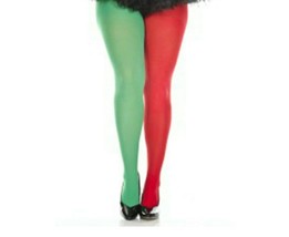 Half Red Green Jester Plus Tights Pantyhose Christmas Elf Santa&#39;s Helper... - €7,72 EUR
