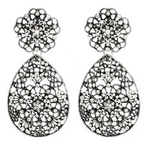 Amrita Singh Islay Antique Silver Clear Crystal Large Earrings ERC 4022 NWT - £19.39 GBP