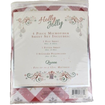 Holly Jolly 4 Piece Microfiber Queen Sheet Set Moose Snowfall Red NWT - £22.29 GBP