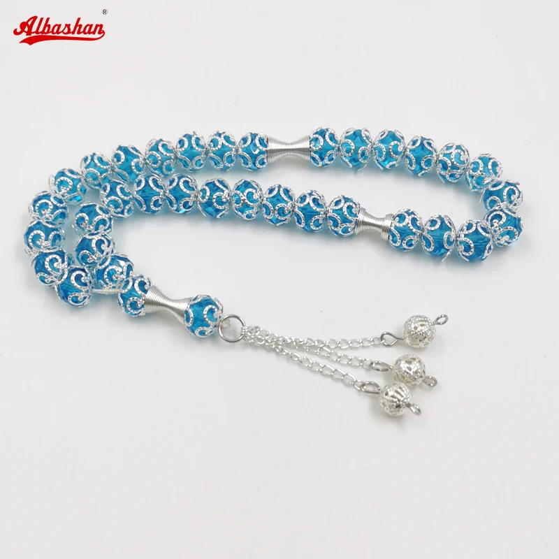 Tasbih Blue crystal muslim prayer bead islamic eid gifts misbaha accessories car - £20.16 GBP