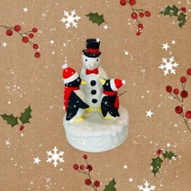 Mann Japan Snowman Penguins We Wish You A Merry Christmas Music Box - £32.14 GBP