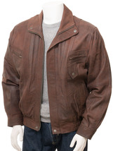 Men&#39;s Brown Nubuck Leather Blouson Littleham - $1,397.99 MXN