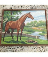 Vintage Paint by Number Horse brown in field Standing Complete Framed wa... - $36.00