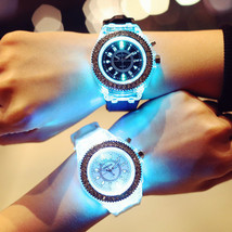 LED Luminous Watches Geneva Women Quartz Watch Women Ladies Silicone Bracelet Wa - £7.42 GBP