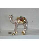 Silver Toned And Gold Trim Camel Trinket Box With Rhinestones Jeweled Sa... - $426.81 MXN