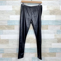 Jessica Simpson Faux Leather Front Ponte Knit Back Leggings Black Womens Medium - £19.77 GBP