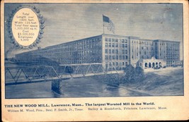 LAWRENCE Mass. Postcard 1900s New Wood Mill. Bridge by Bailey &amp; Rushforth bk45 - £7.12 GBP