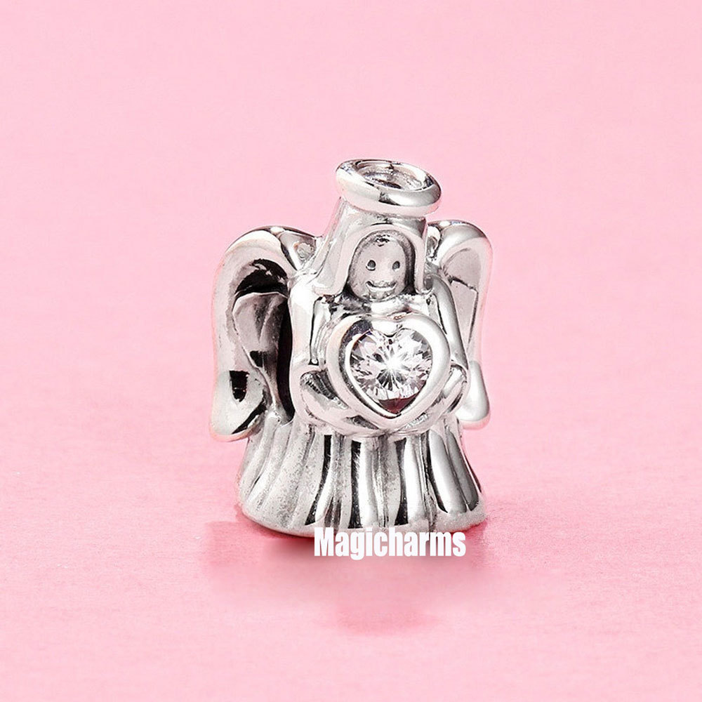 Primary image for 925 Sterling Silver Angel of Love & Clear CZ Charm Bead