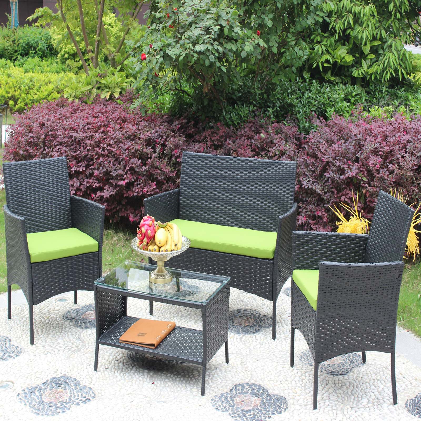 Rattan Patio Furniture Set: 4pc Wicker Sofa - $151.99