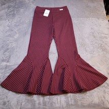 Free People Pants Womens 8 Red Casual Outdoors Preppy Flared Ruffle Leg Striped - £31.64 GBP