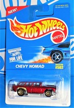 Hot Wheels 1996 Mainline #502 Chevy Nomad Mtflk Dark Red w 7SPs Open Spoke Wheel - $4.95