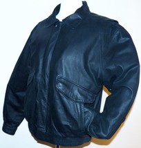 Macys Hunt Club Classic Bomber Black Genuuine Leather Jacket Biker 42 - ... - £103.90 GBP