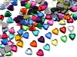 15mm Flat Back Heart Acrylic Gems Plastic Rhinestones Embelishments Craf... - £6.24 GBP+