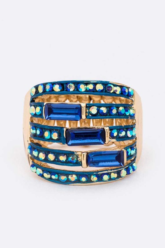 Crystal Baguette Stretch Cocktail Ring Item image 2