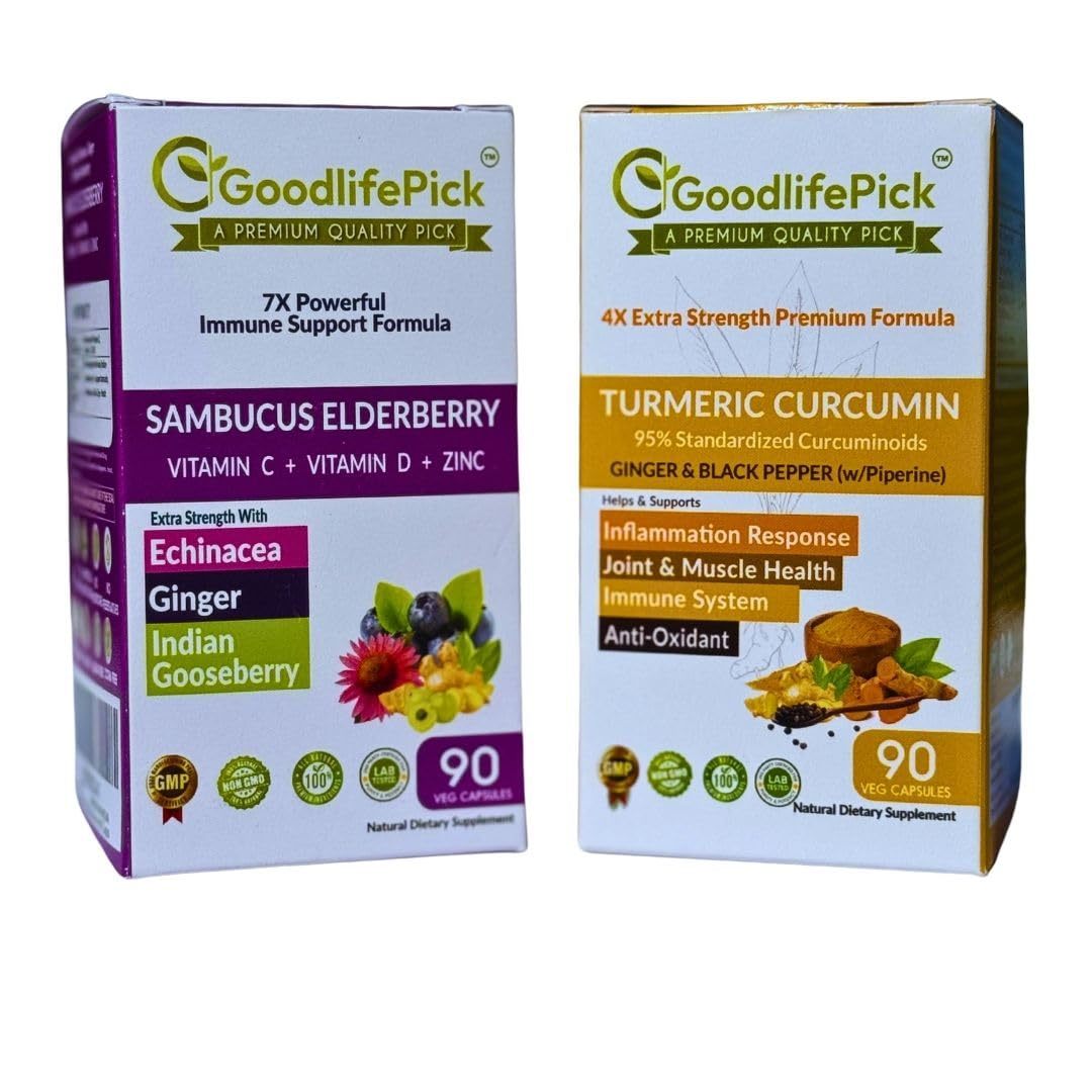 7 in 1 Elderberry Blend & Turmeric Curcumin Blend. Elderberry with ZINC Echinace