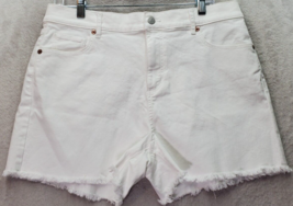 LOFT Cut-Off Shorts Womens Size 8 White Denim Cotton Pockets Flat Front Mid Rise - £15.94 GBP