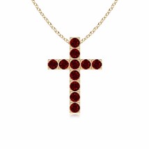 ANGARA Flat Prong-Set Ruby Cross Pendant Necklace in 14K Solid Gold | 18&quot; Chain - £704.02 GBP