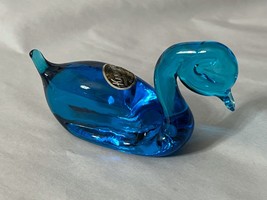 Old Kanawha Blue Art Glass Swan Figurine 4.75&quot; - £21.97 GBP